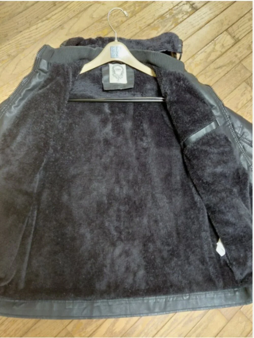 black faux leather cropped jacket